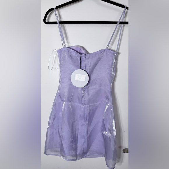 Princess Polly Lilac Satin Mini Dress NWT XS Shimmer Spaghetti Strap - Picture 4 of 8